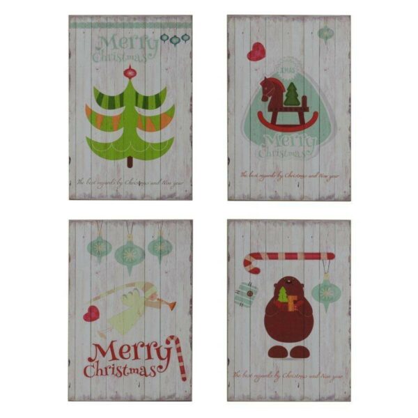 Quadro in legno con scritte – set da 4 bianco