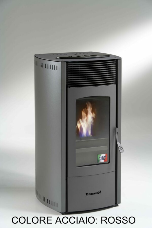 STUFA A PELLET mod. STELLA 8 KW con rivestimento in ACCIAIO di colore ROSSO - MADE IN ITALY