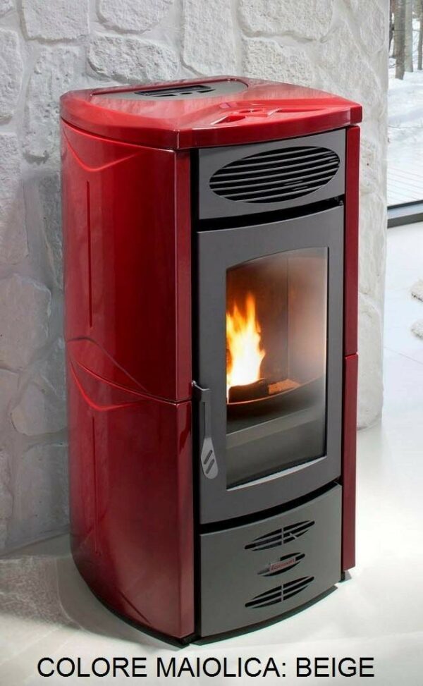 STUFA A PELLET mod. LADY 10 KW con rivestimento TOTALE in MAIOLICA di colore BEIGE - MADE IN ITALY