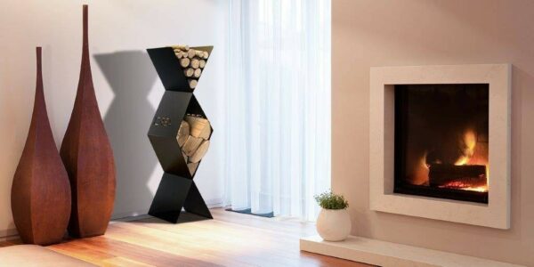 Portalegna Rombo alto in acciaio - Made in Italy