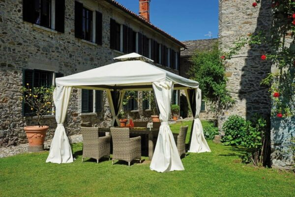 Gazebo quadrato MOIA da 3x3 ecrù con tende antivento