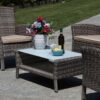 Salotto amalia polyrattan grigio con cuscini 4 pezzi smontato