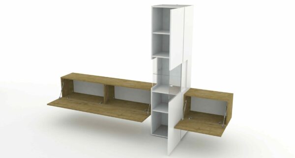 Unità da parete INCONTRO - bianco/rovere naturale
