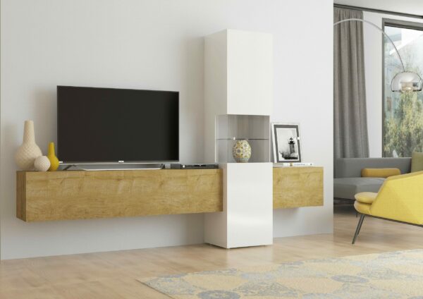 Unità da parete INCONTRO - bianco/rovere naturale