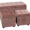SET3 BAULE+2 POUF VELLUTO ROSA DALIA KAI