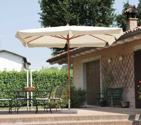Ombrellone rettangolare MOIA 3x2m in poliestere ecrù con volante antivento