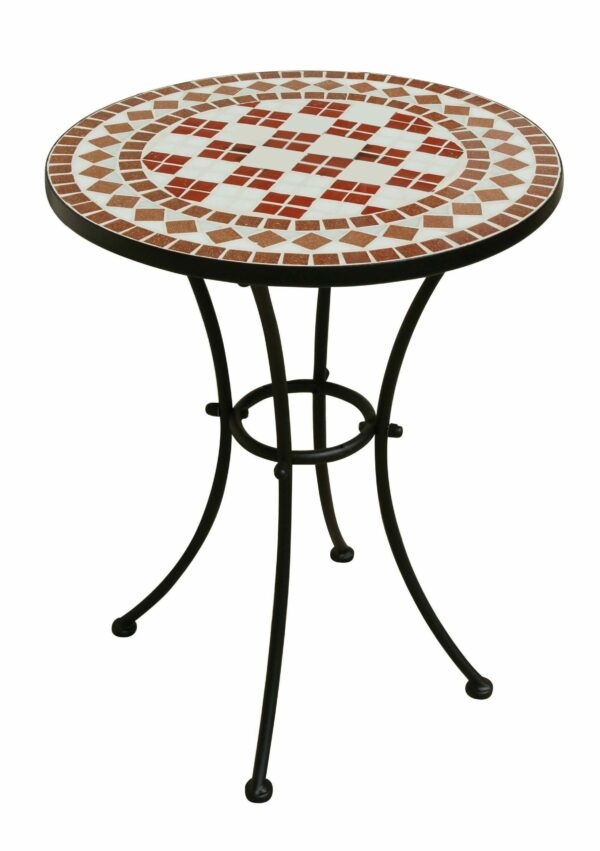 Tavolo Mosaico MOIA rotondo 55cm in ferro nero con mosaico