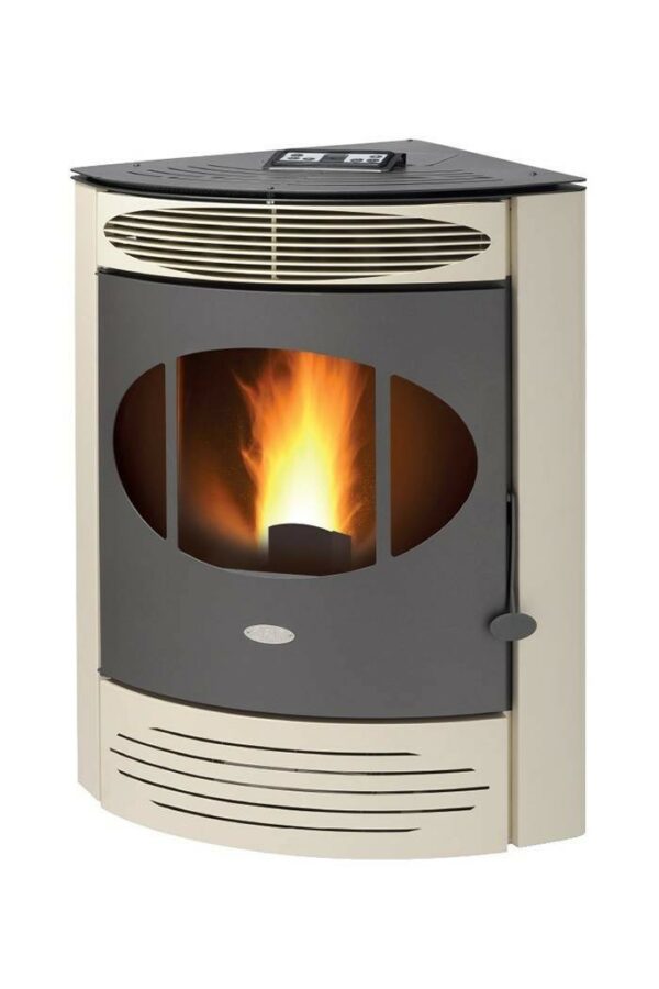 STUFA PELLET MODERNA ANGOLARE AD ARIA X12 12KW