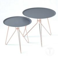 Tavolino in acciaio con finitura rame Jolly - set da 2