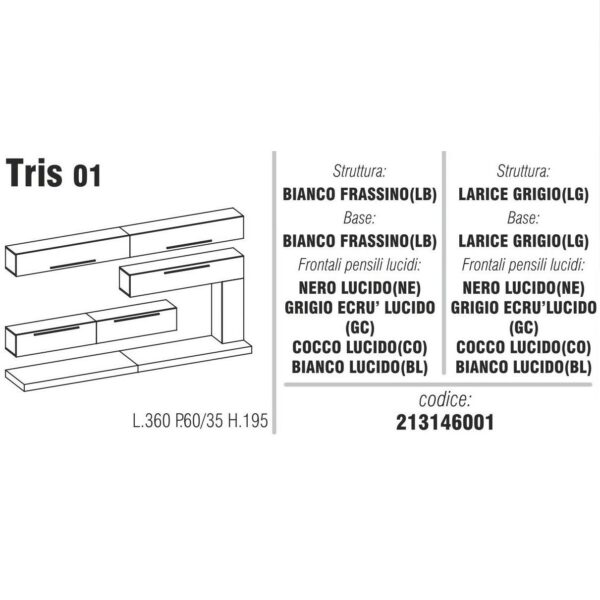 Composizione soggiorno Tris 01 MADE IN ITALY