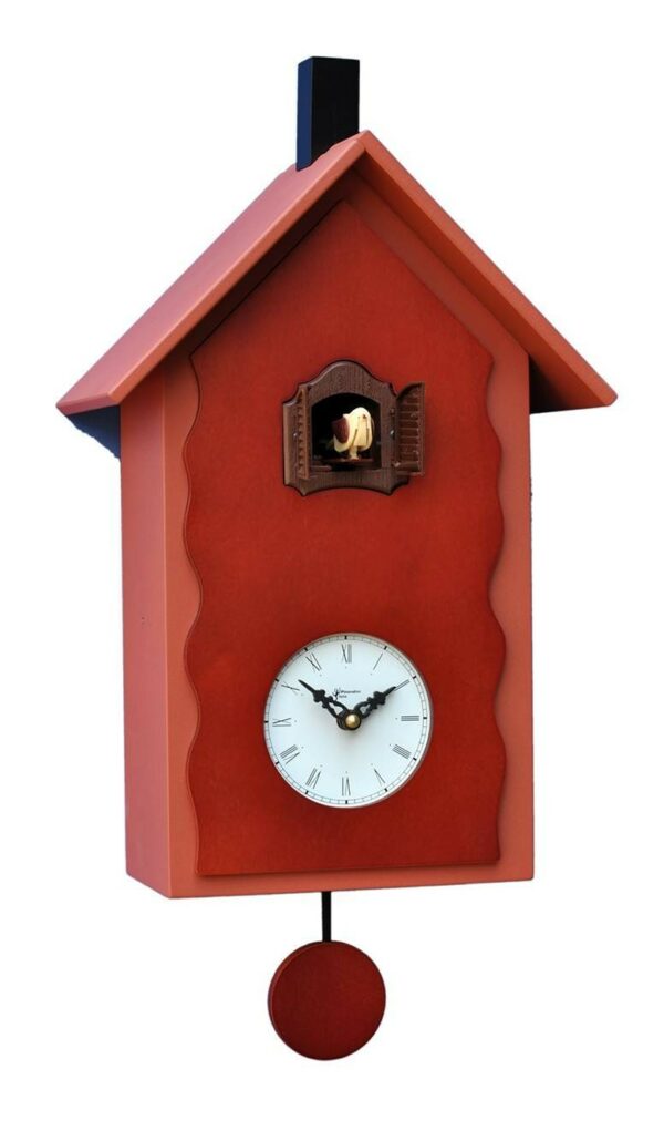 Orologio con cucù con cassa laccata e pannello betulla Made in Italy