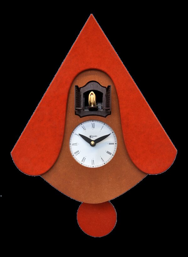 Orologio con cucù New W con cassa in mdf e tetto Made in Italy