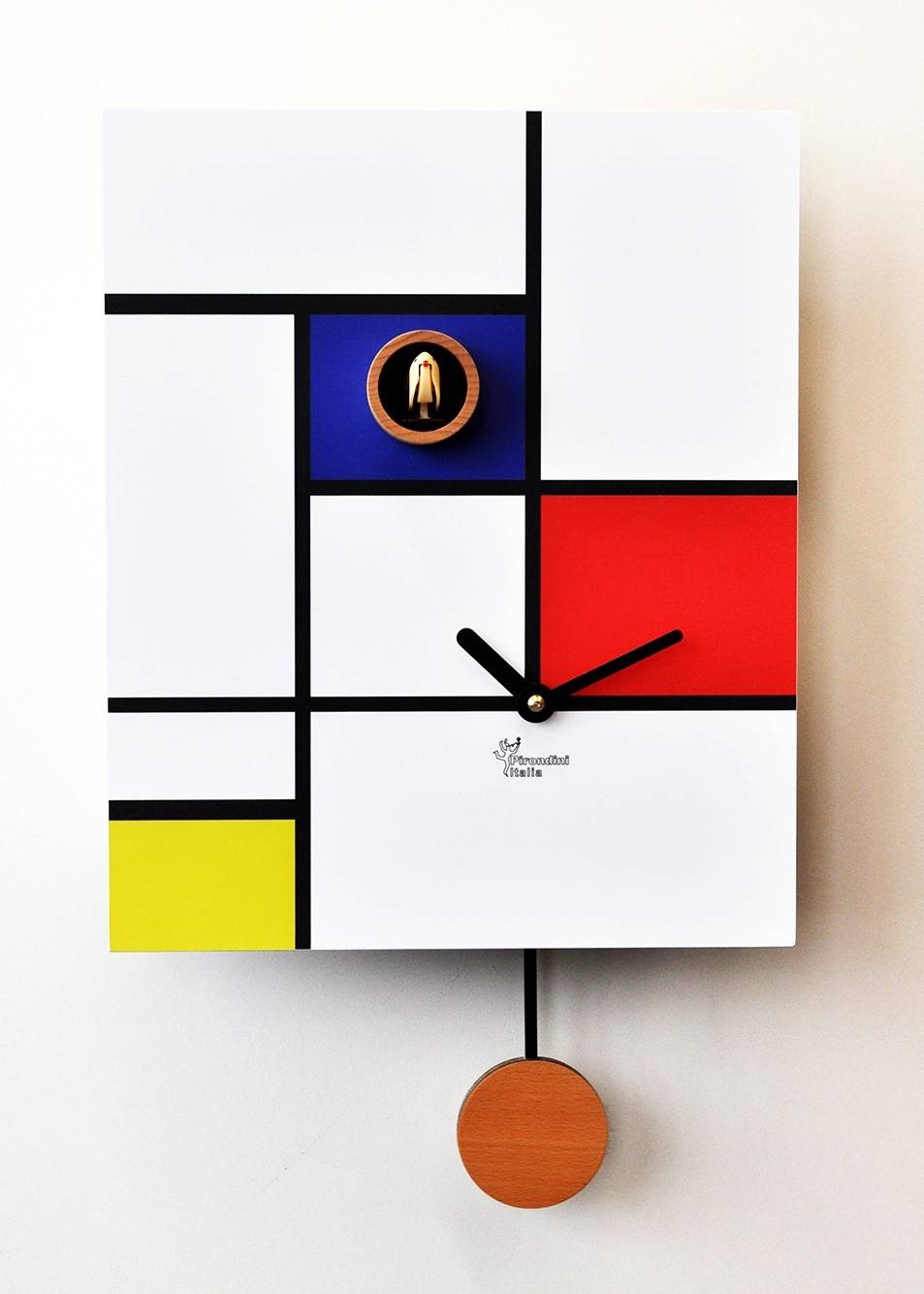Orologio con cucù Around Mondrian stampa su mdf Made in Italy