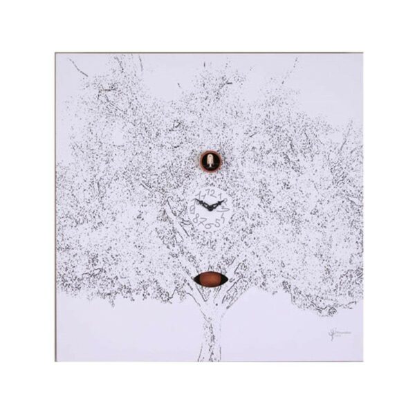 Orologio con cucù Albero Nero stampa su mdf Made in Italy
