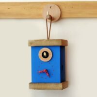 Orologio con cucù Titti in mdf laccato e abete spazzolato Made in Italy