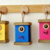 Orologio con cucù Titti in mdf laccato e abete spazzolato Made in Italy