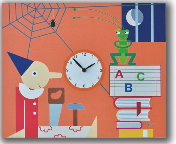 Orologio da parete Pinocchio con stampa in mdf Made in Italy