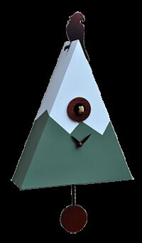 Orologio a cucù da parete Pizzo Bernina con pendolo e uccellino bianco e verde