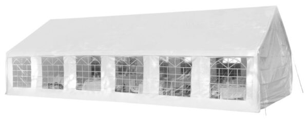 Tendone MOIA rettangolare 6 x 12 m in tessuto PVC ignifugo bianco con struttura in ferro
