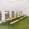 Tendone MOIA rettangolare 6 x 12 m in tessuto PVC ignifugo bianco con struttura in ferro