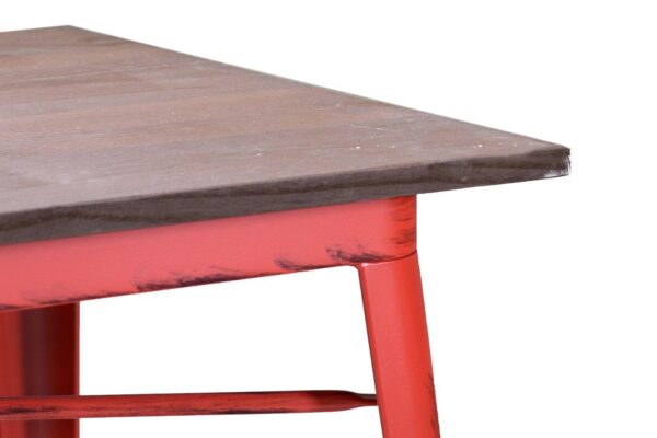 Tavolo ferro bristol top in legno rossocm70x70h76