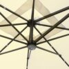 Ombrellone quadrato MOIA con luci 3x3m in poliestere ecrù con fusto laterale antracite