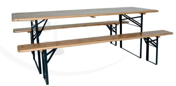 Tavolo con due panchine in legno e metallo 180 cm