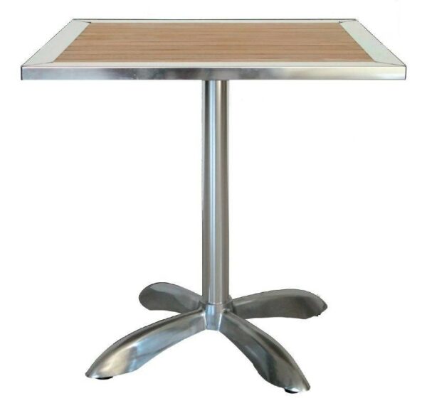 Tavolo Saragozza in alluminio e legno - 70 x 70 cm