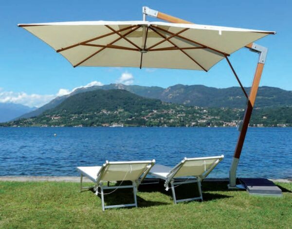Ombrellone palo laterale Fibrasol wood Basic Made in Italy - 300 x 400 cm