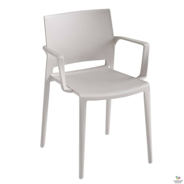 Sedia Bakhita con bracciolo in polipropilene Made in Italy - set da 4