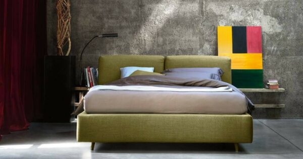 LETTO MATRIMONIALE KUNA 0.50 CONTENITORE BONTEMPI MADE IN ITALY tessuto o pelle ecologica