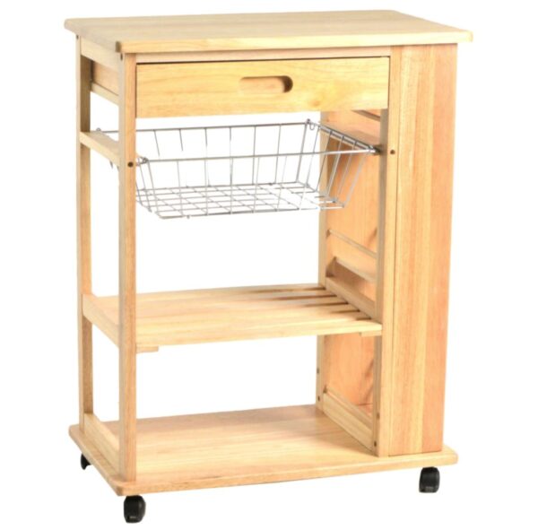 Carrello da cucina in Legno 2 piani + 1 cestello + 1 cassetto