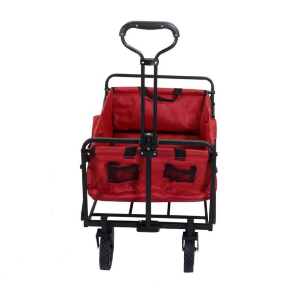 Carrello in tessuto rosso con ruote