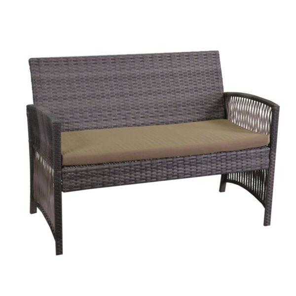 Salotto polyrattan durango con cuscini marrone 4 pezzi
