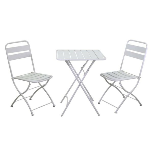 Tavolo metallo ROVIGO con2 sedie bianco