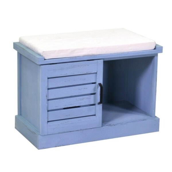 Panca legno 1 vani + 2 cassetti con cuscino blu
