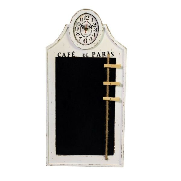 Orologio legno bianco con lavagna PARIS