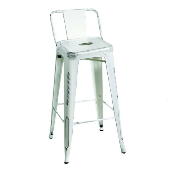 Sgabello ferro BRISTOL bianco basso con schienale
