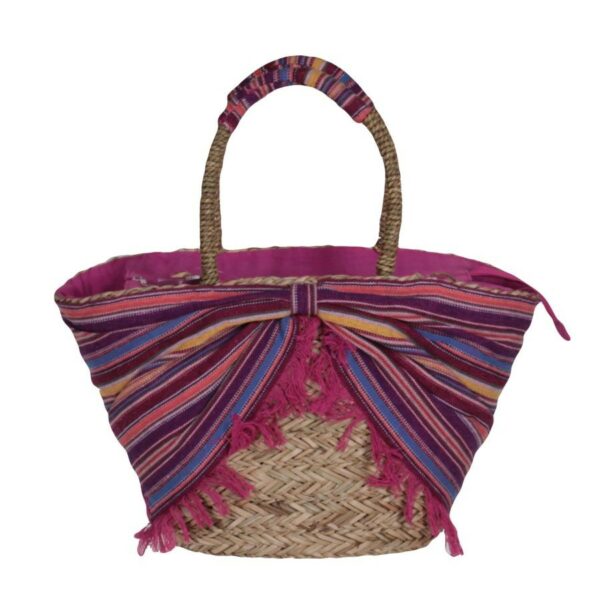 Borsa paglia fodera tessuto fucsia