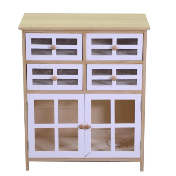 Mobiletto naomi 2 ante + 4 cassetti naturale rettangolare cm60x30h72