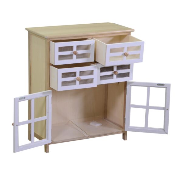 Mobiletto naomi 2 ante + 4 cassetti naturale rettangolare cm60x30h72