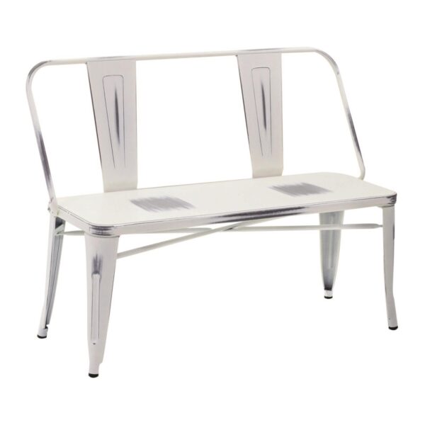 Panchina ferro bristol bianco antico con schienale cm51x111h82,5