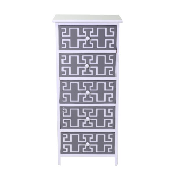 Mobiletto gianna cassettiera bianco grigio 5 cassetti cm40x29h90