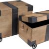 SET 2 BAULI INDUSTRIAL STILE RUSTICO IN MDF E FERRO