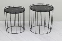 SET2 TAVOLINI ROMA TOP IN EFFETTO MARMO NERO STRUTTURA IN METALLO