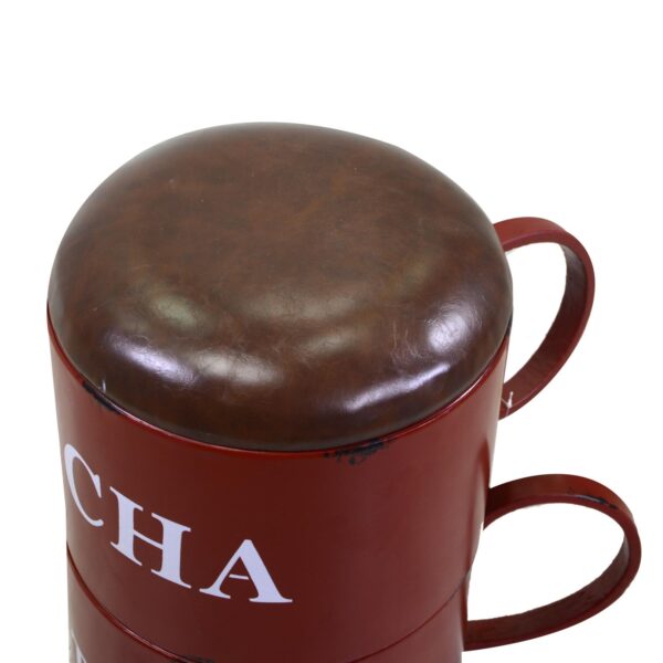 Puff metallo tazzine rosso tondo cm44x30h50