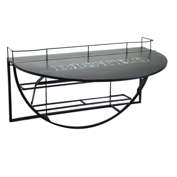 Tavolino metallo da muro con mensola nero cm70x47h40