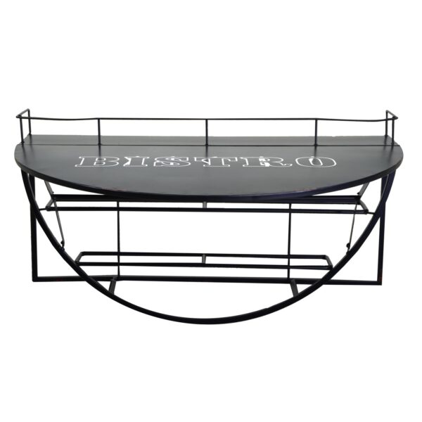 Tavolino metallo da muro con mensola nero cm70x47h40
