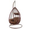 Dondolo pensile polyrattan Denton marrone con supporto e cuscino cm90x70h200