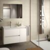 Mobile bagno sospeso Resia con specchio bianco larice 90x46x54 H